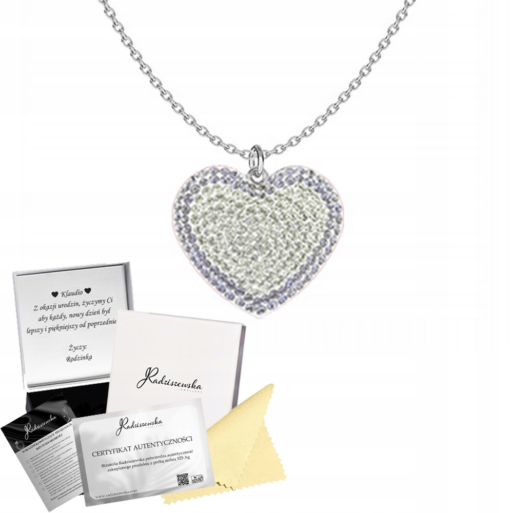 Stříbrný náhrdelník Křišťálové srdce Dárek ke Dni Žen Přání Bonus