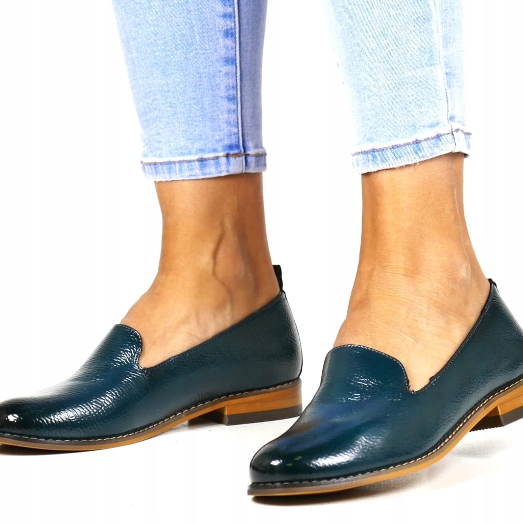 Polobotky Na Ploché Podrážce, Lakované Mokasíny, Zelené, Elegantní Hot