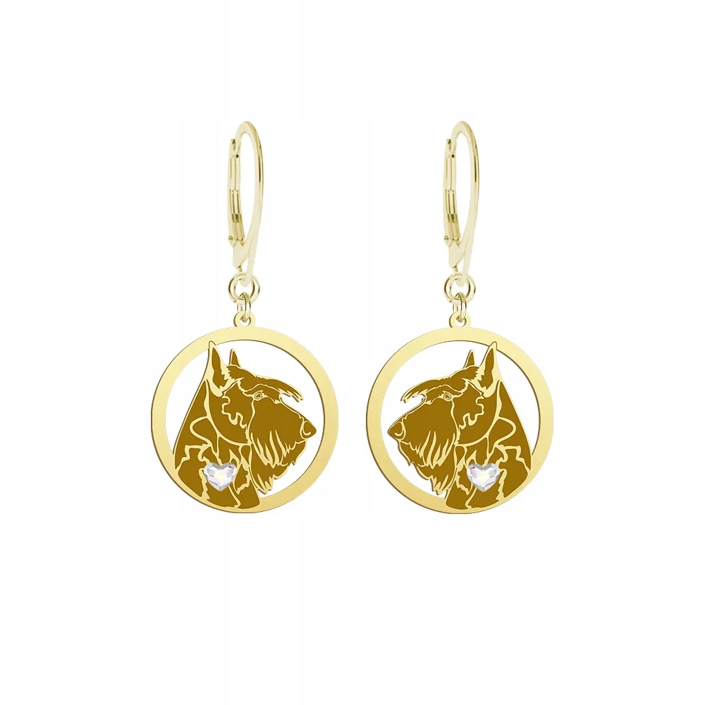 Náušnice Zlaté se psem Skotský teriér 925 Dárek Žena Gravírování Bonus