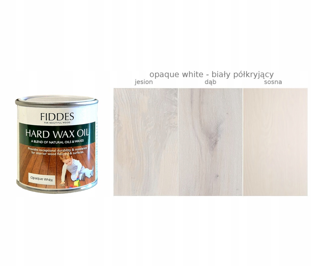 Fiddes Twardy olejowosk olej do mebli drewna Opaque White Biały Mocny 250ml