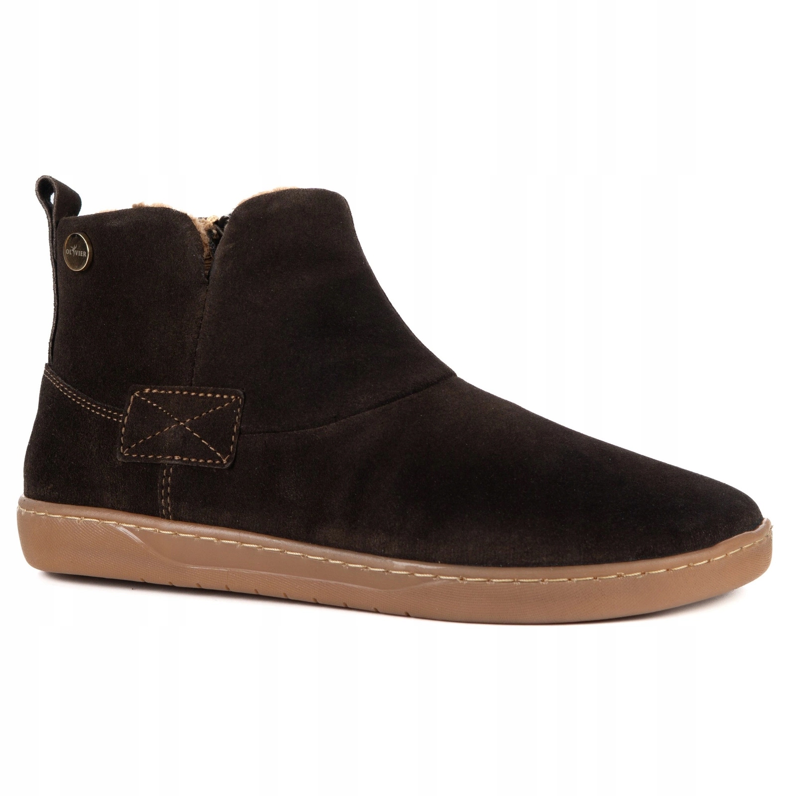 Dámské zimní barefoot kožené boty Z-B07 hnědé velurové na zip 40