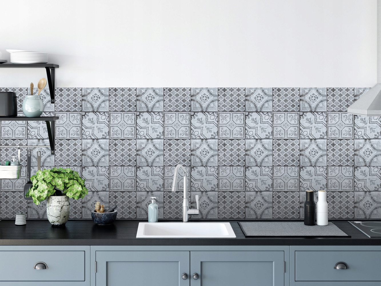 Płytki Podłogowe Patchwork Szary Samoprzylepne Winylowe 1m² Długość 30.5 cm