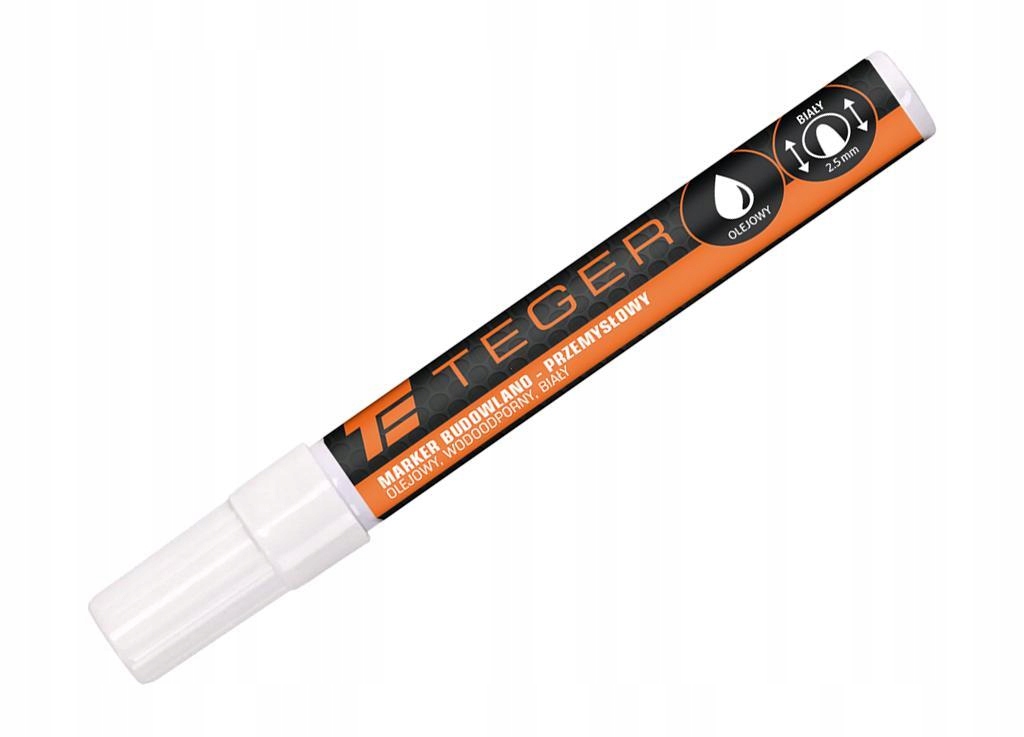 Stavební a průmyslový popisovač bílý (kulatý hrot 2.5 mm, bílý inkoust)