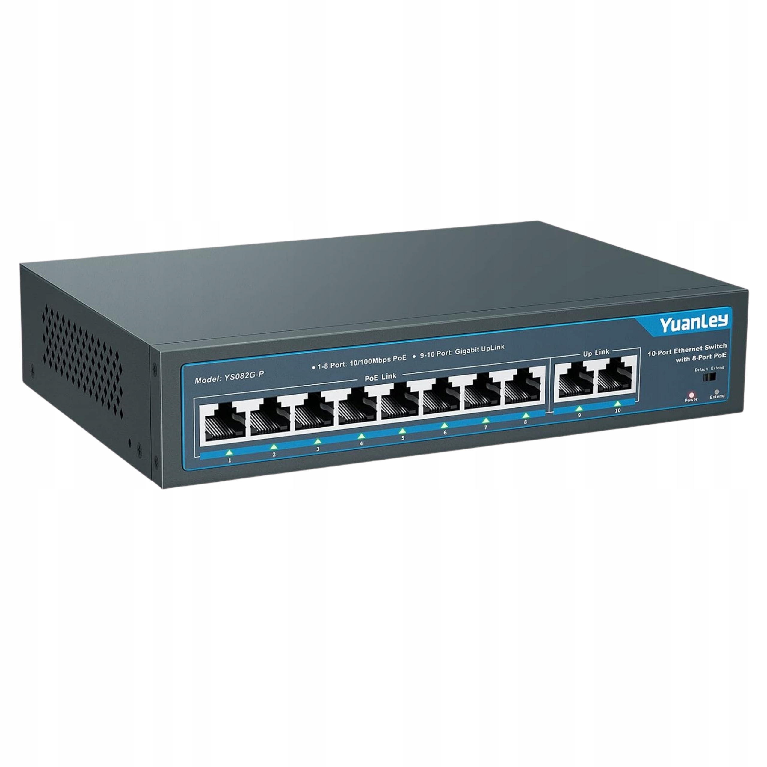 Přepínač 10portový, 8x PoE+ 120W, 2x Gigabit, kovový, nespravovaný