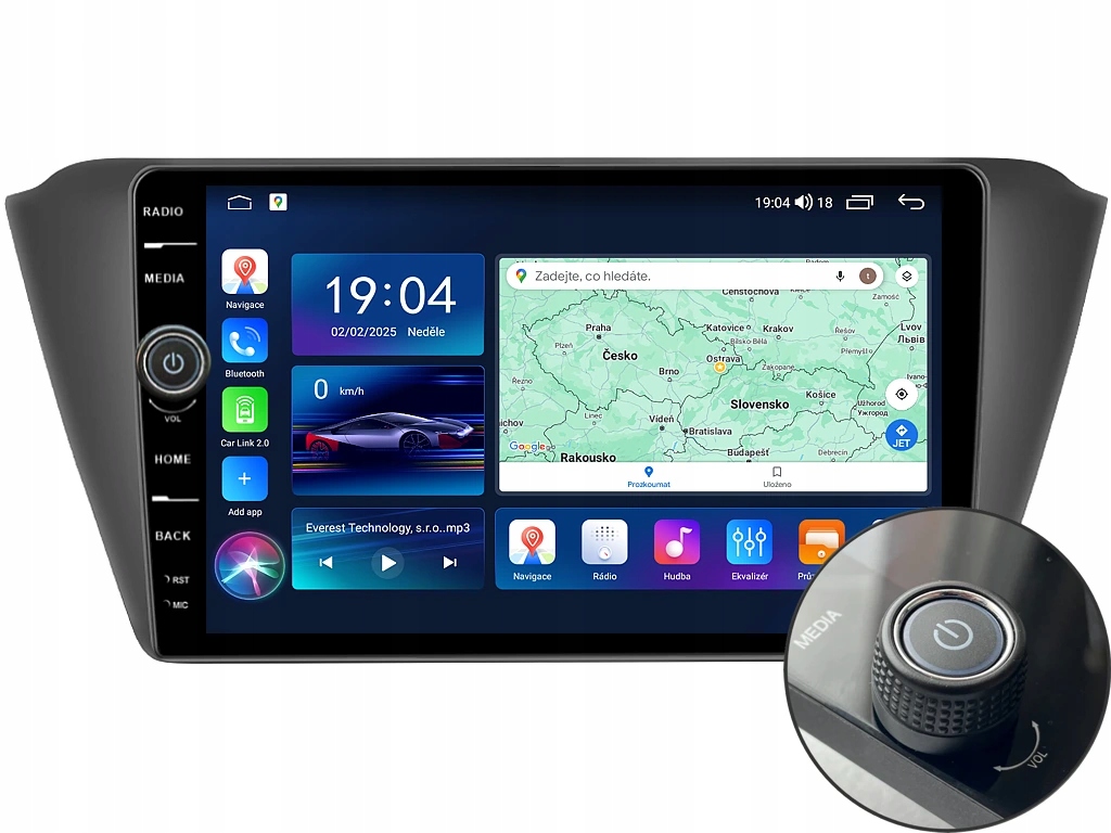 Everest 2DIN autorádio EVE08 Android, Škoda Fabia III