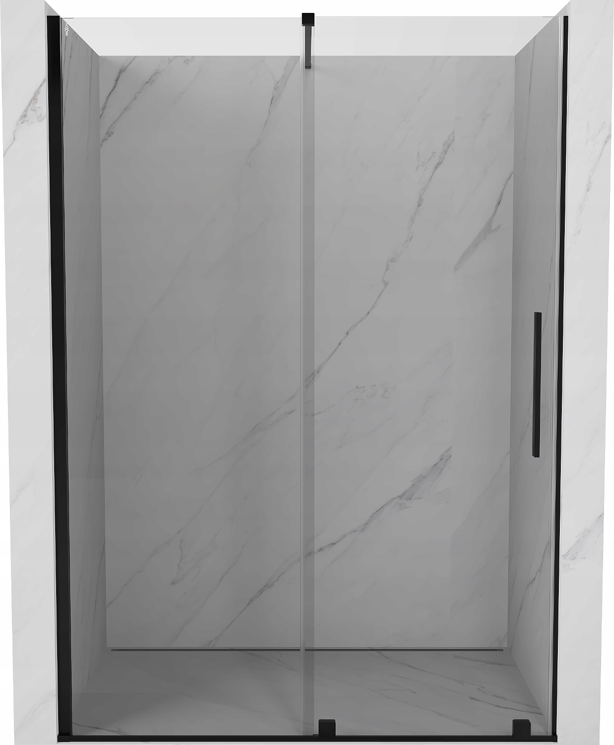 Posuvné sprchové dveře Velar 130cm, černý profil, čiré sklo, Mexen