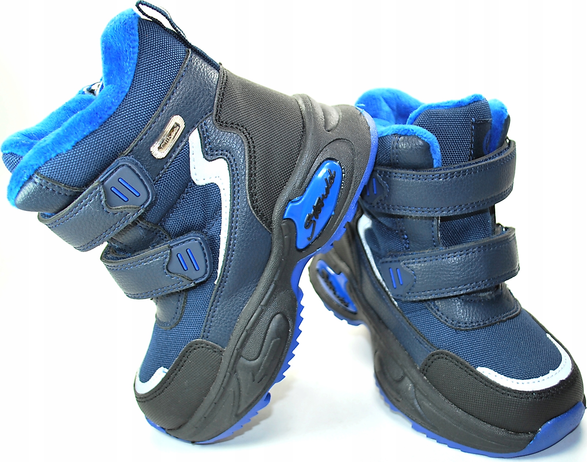 Темно-синие ботинки для мальчиков натуральный мех R 30 пол мальчики
