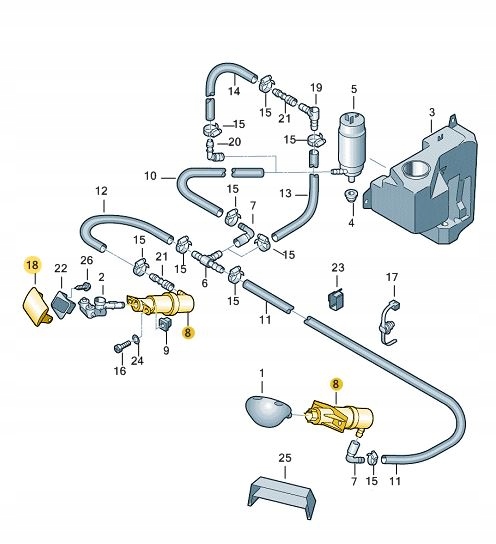 CYLINDER SPRYSKIWACZA REFLEKTORA VW Golf IV Bora Part number 1J0955978B