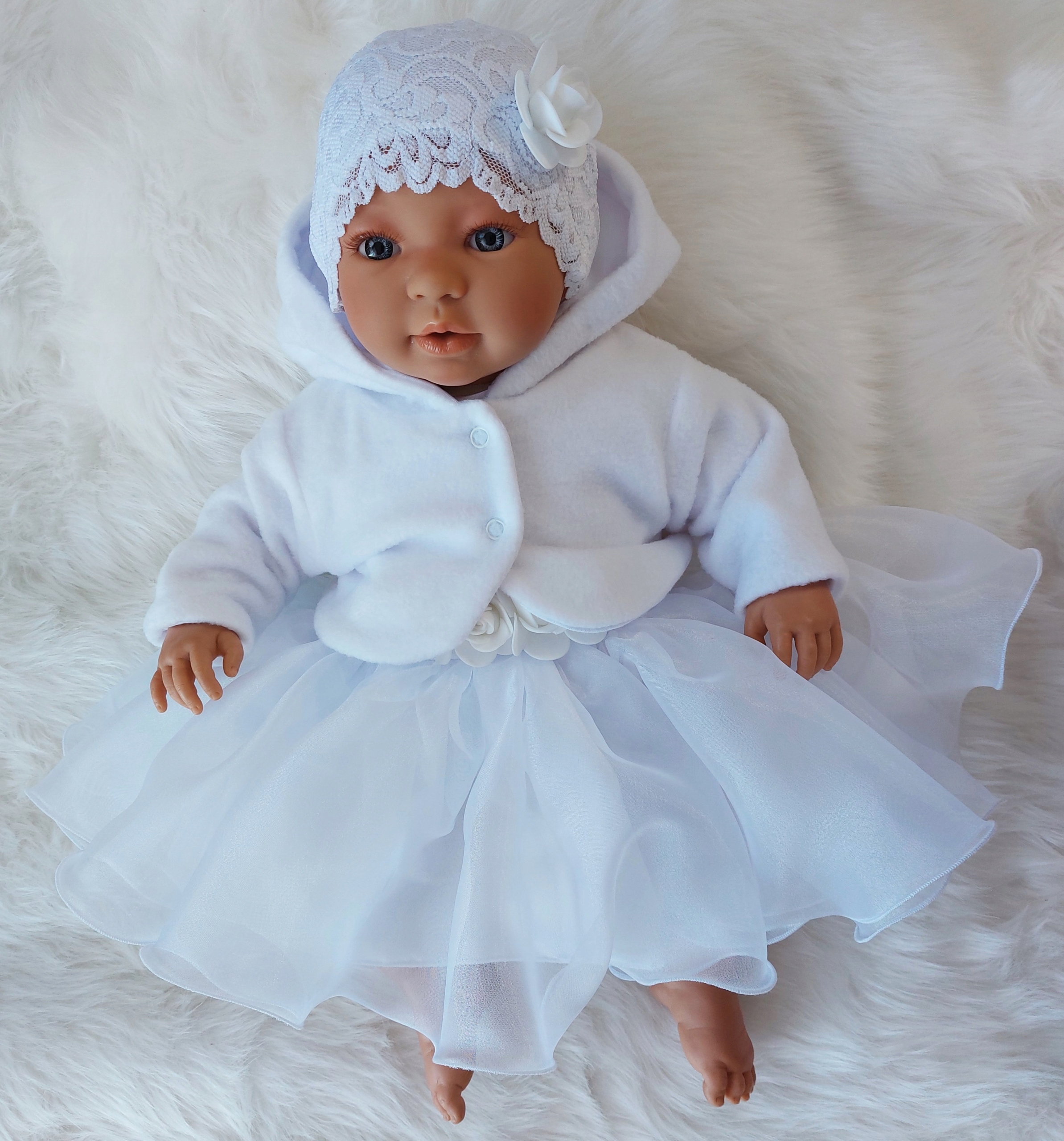 4CZ KOMPLET do chrztu SUKIENKA ubranko R.74 Długość sukienki 47 cm