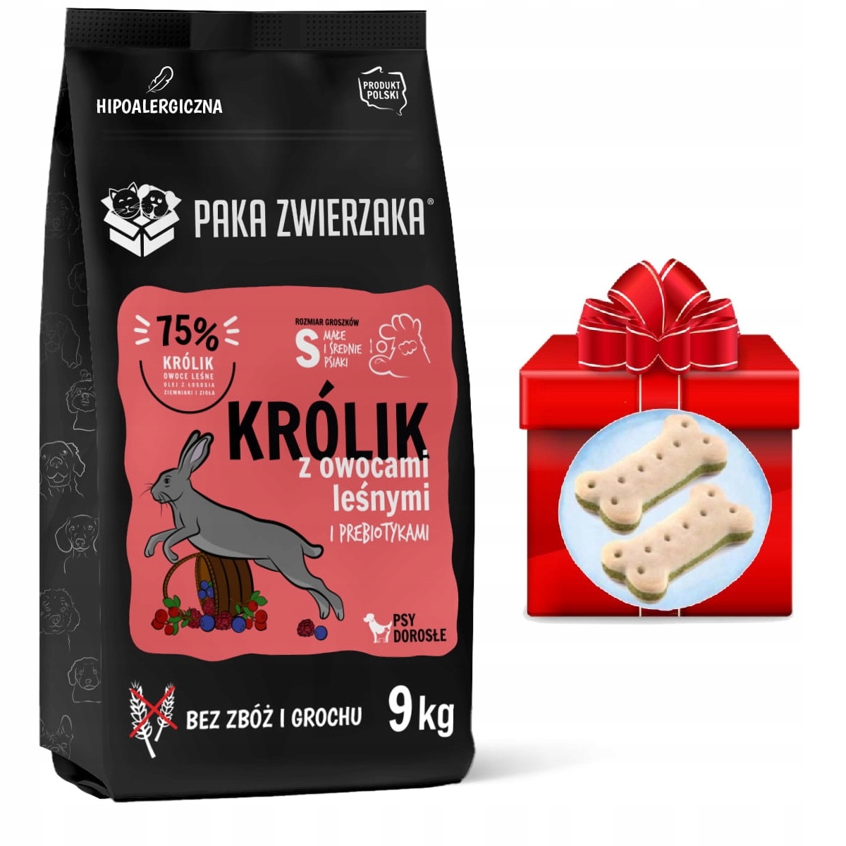 Paka Zwierzaka Królik i owoce leśne sucha karma dla psa chrupki S 9kg