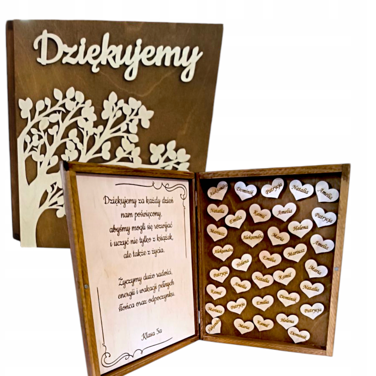 dla nauczyciela Pudełko z imionami uczniów podziękowanie od Klasy
