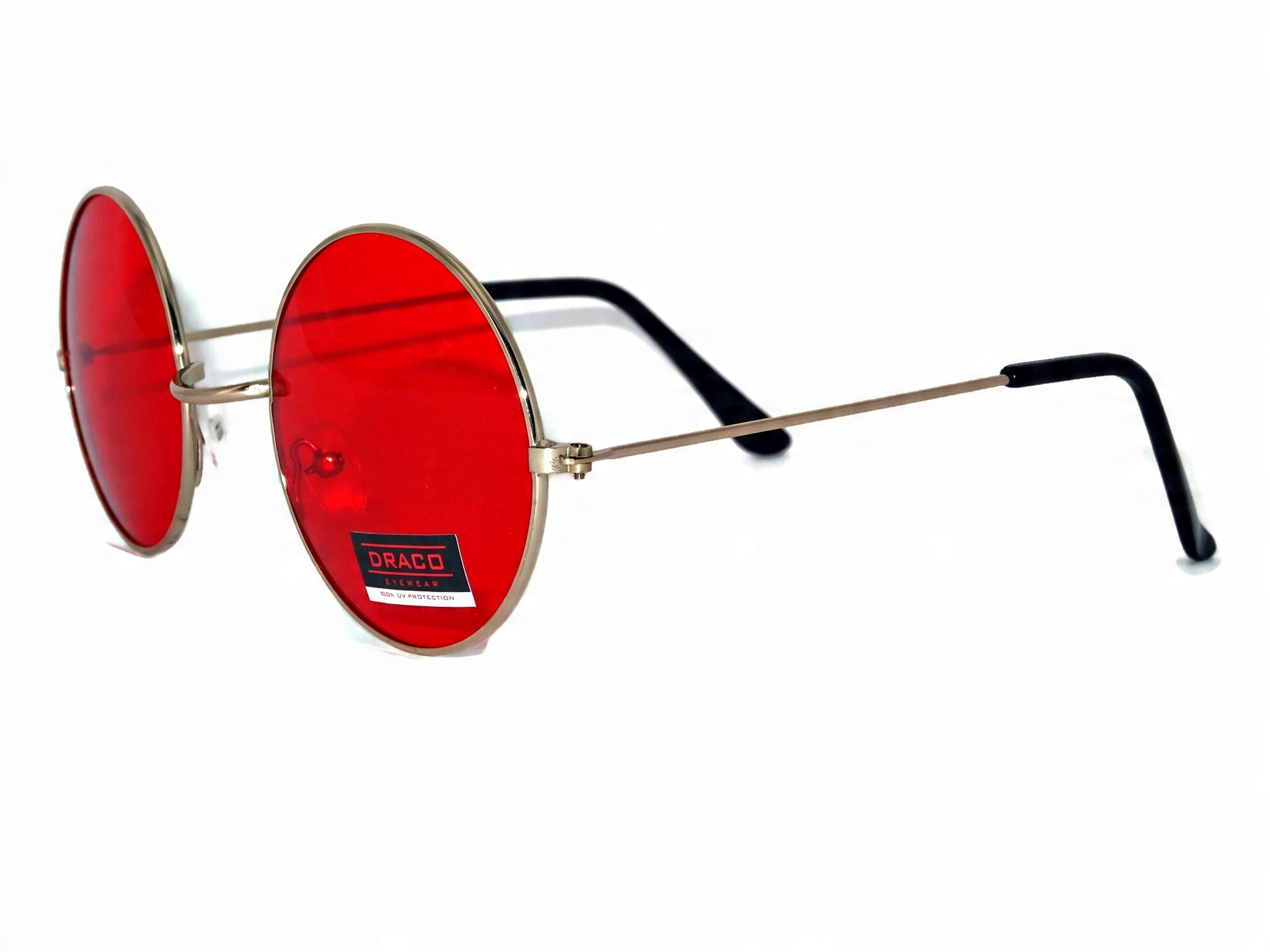 

Czerwone Okulary retro Lenonki vintage okrągłe Uv