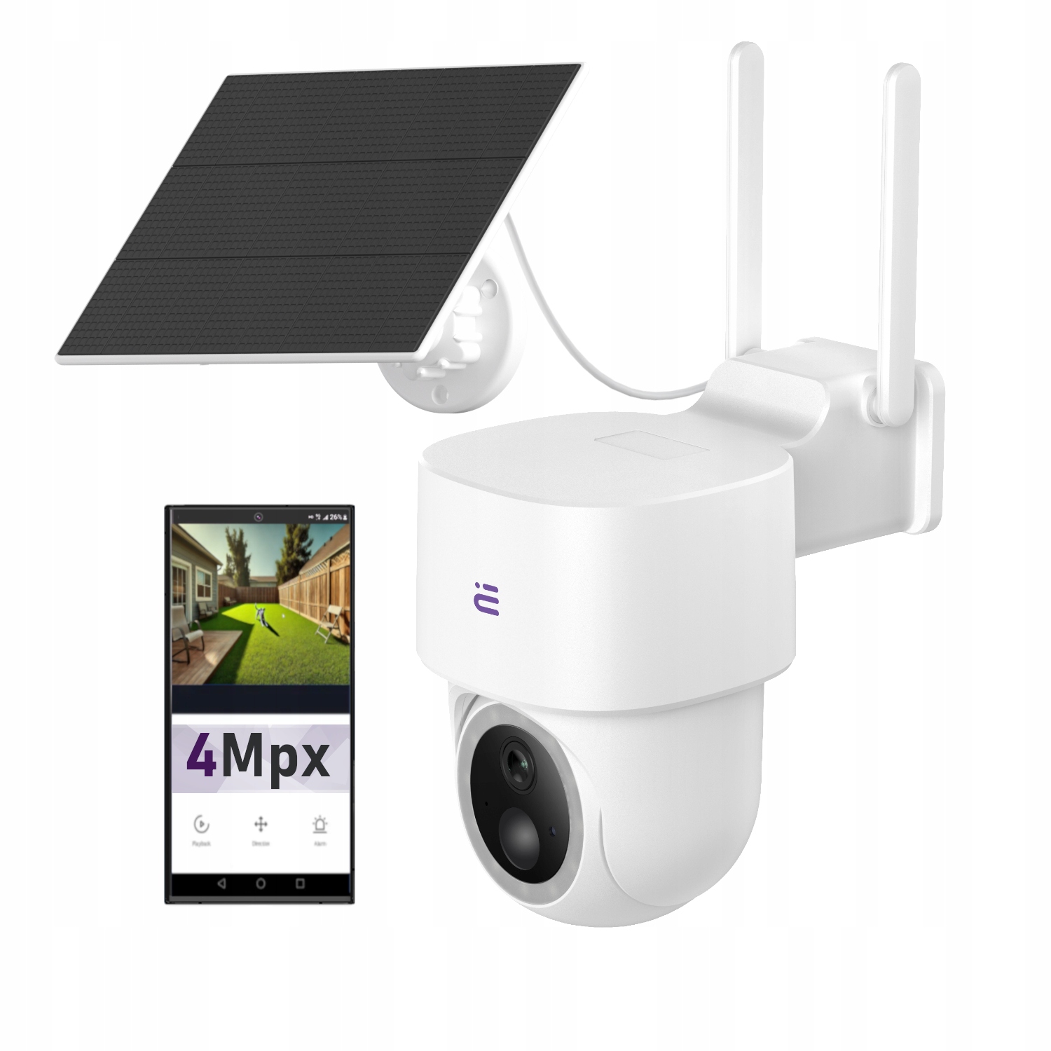 Solární Ip kamera otočná venkovní WiFi reproduktor alarm Tuya Encore View