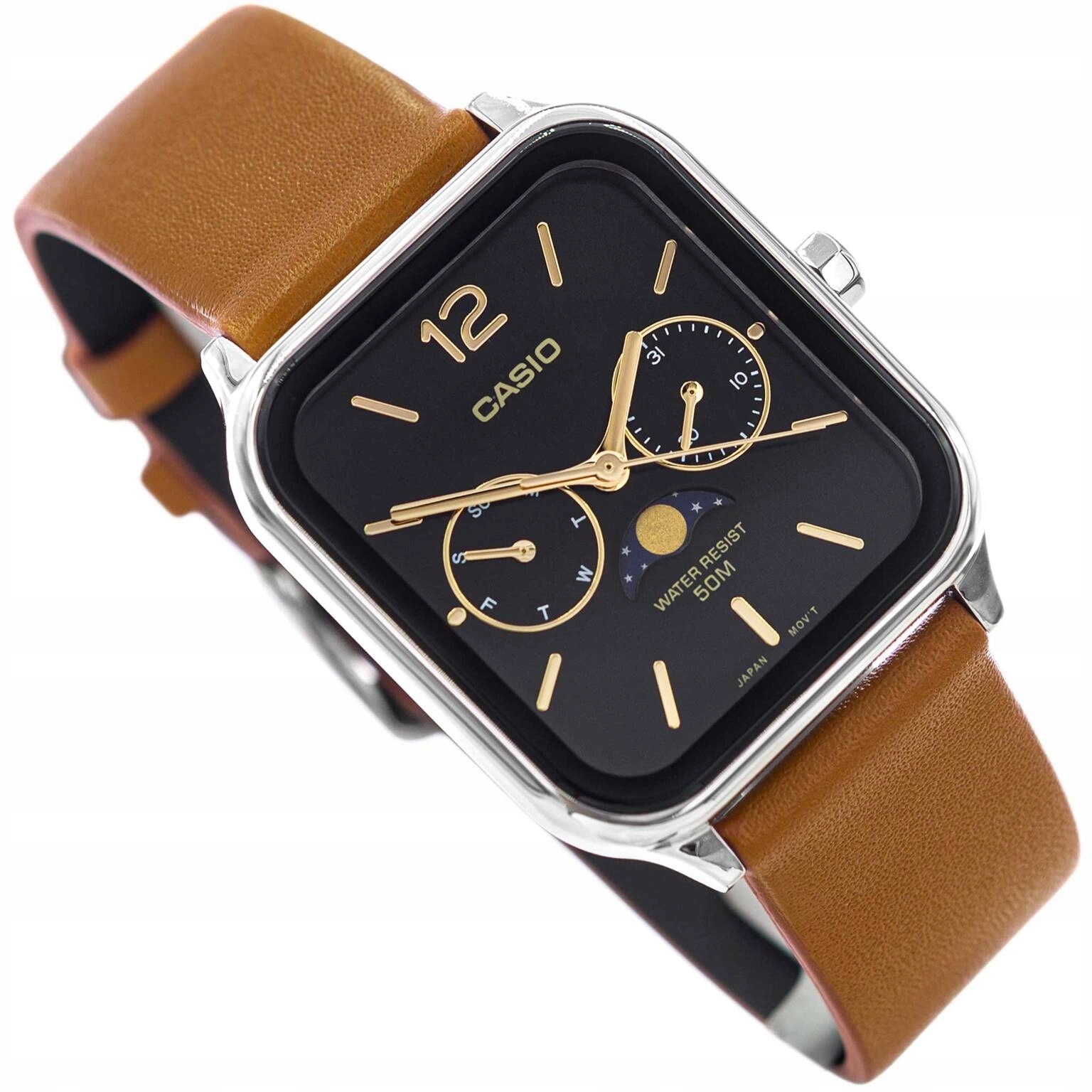 Pánské Hodinky Casio MTP-M305L-1AVER Hnědé Na Řemínku Datumovka Fáze Měsíce