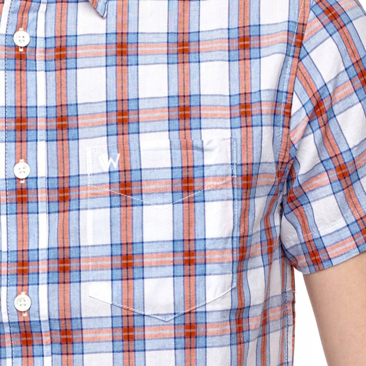 WRANGLER BUTTON DOWN WHITE W5J11O989 L Rękaw krótki rękaw