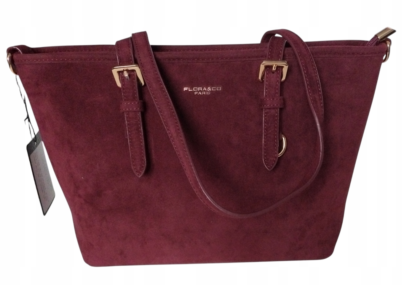 Dámská nákupní taška Flora&Co, Eko Semiš, Bordó přes rameno