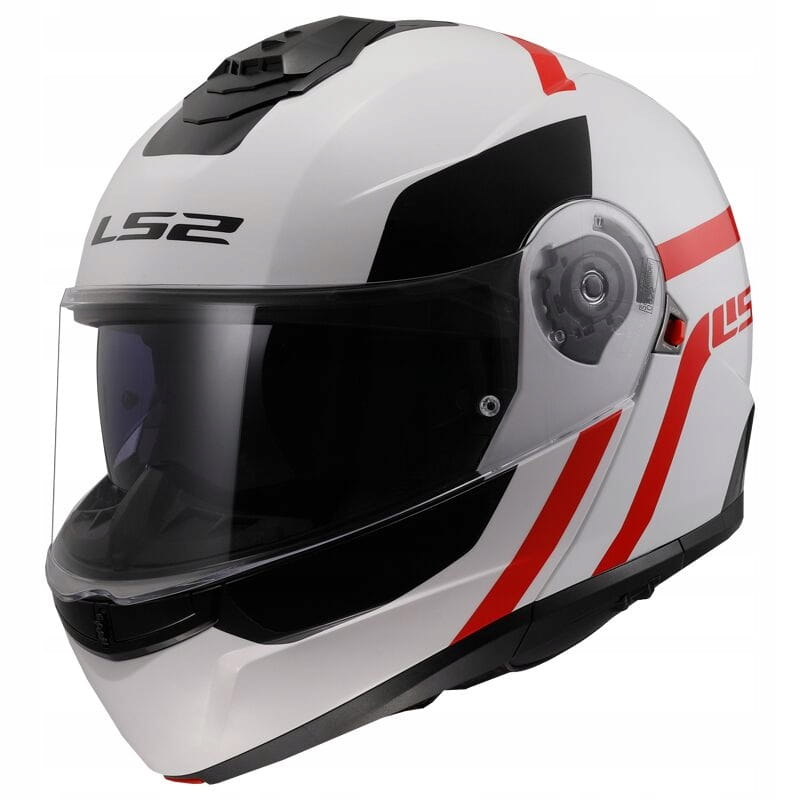LS2 FF908 Strobe II Autox White Red 06 Motocyklová Prilba S Čeľusťou