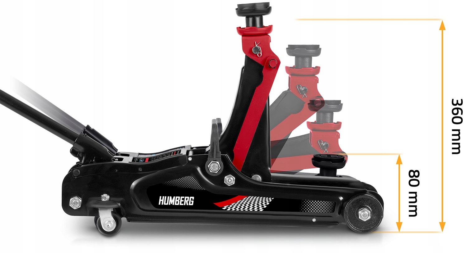 PODNOŚNIK SAMOCHODOWY 2,5 t Humberg HM-380 Minimalna wysokość podnoszenia 80 mm