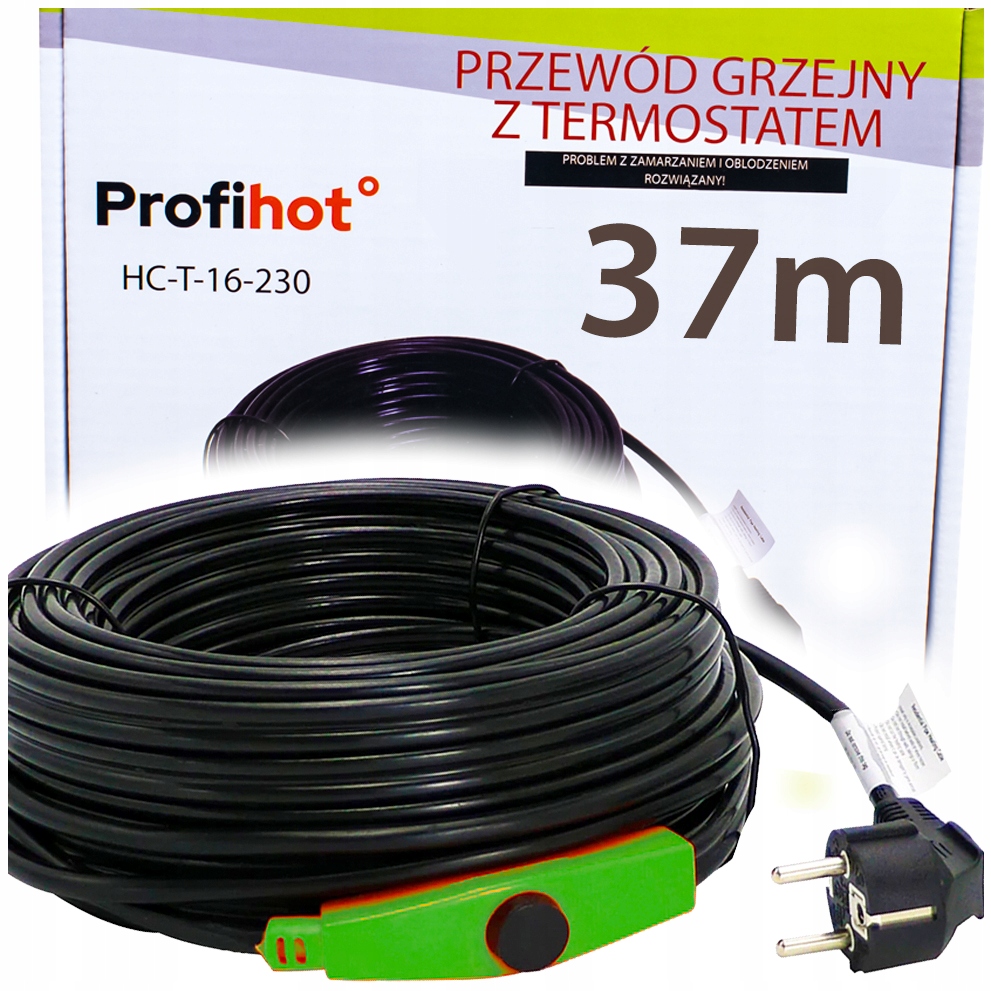Vykurovací Kábel S Termostatom do žľabu rúr 230V 592W 37M
