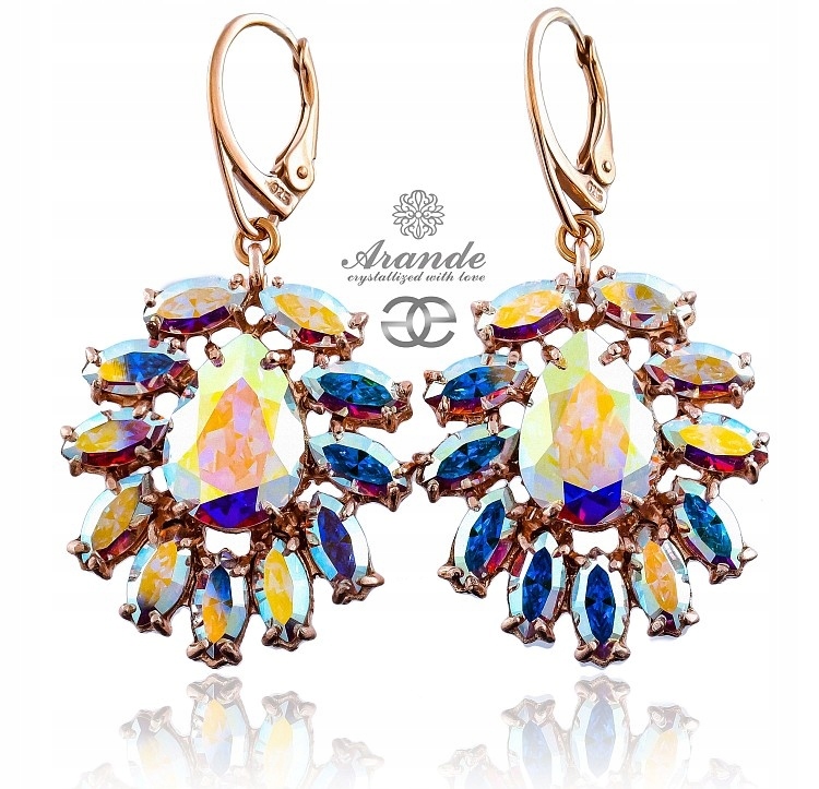 Krásné krystaly Náušnice Aurora Azure Rose Gold