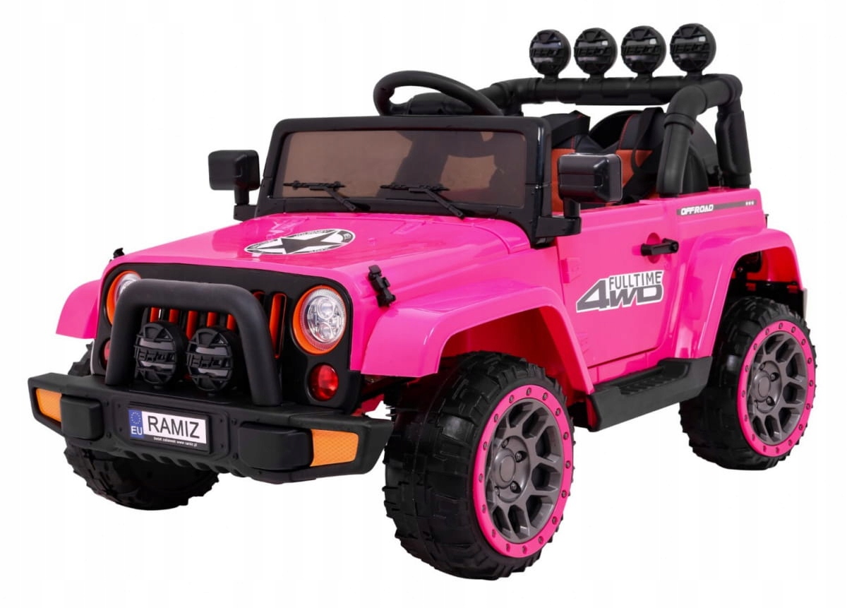 Autko elektryczne Terenowe Full Time 4WD Różowy 4x4 pilot audio Led schowek