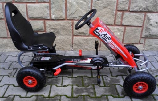 GOKART NA PEDAŁY POMPOWANE KOŁA HAMULEC RĘCZNY 3+ Szerokość pojazdu 60 cm