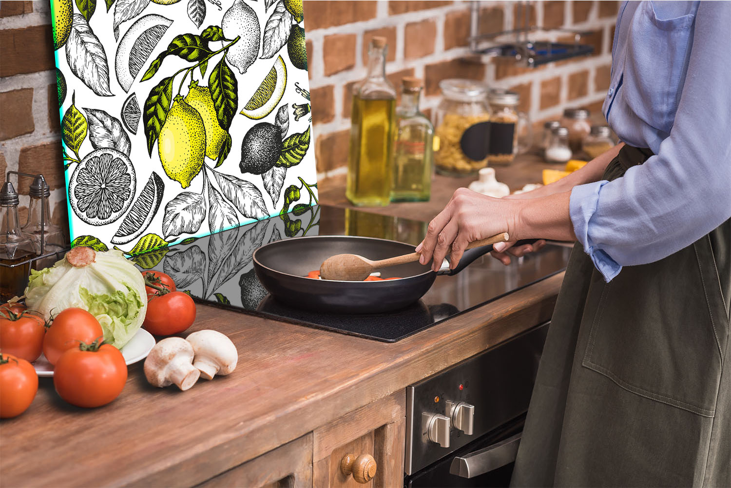 SZKLANA DESKA PANEL OCHRONNY 65x60 OWOCE SZKŁO HARTOWANE Długość 60 cm