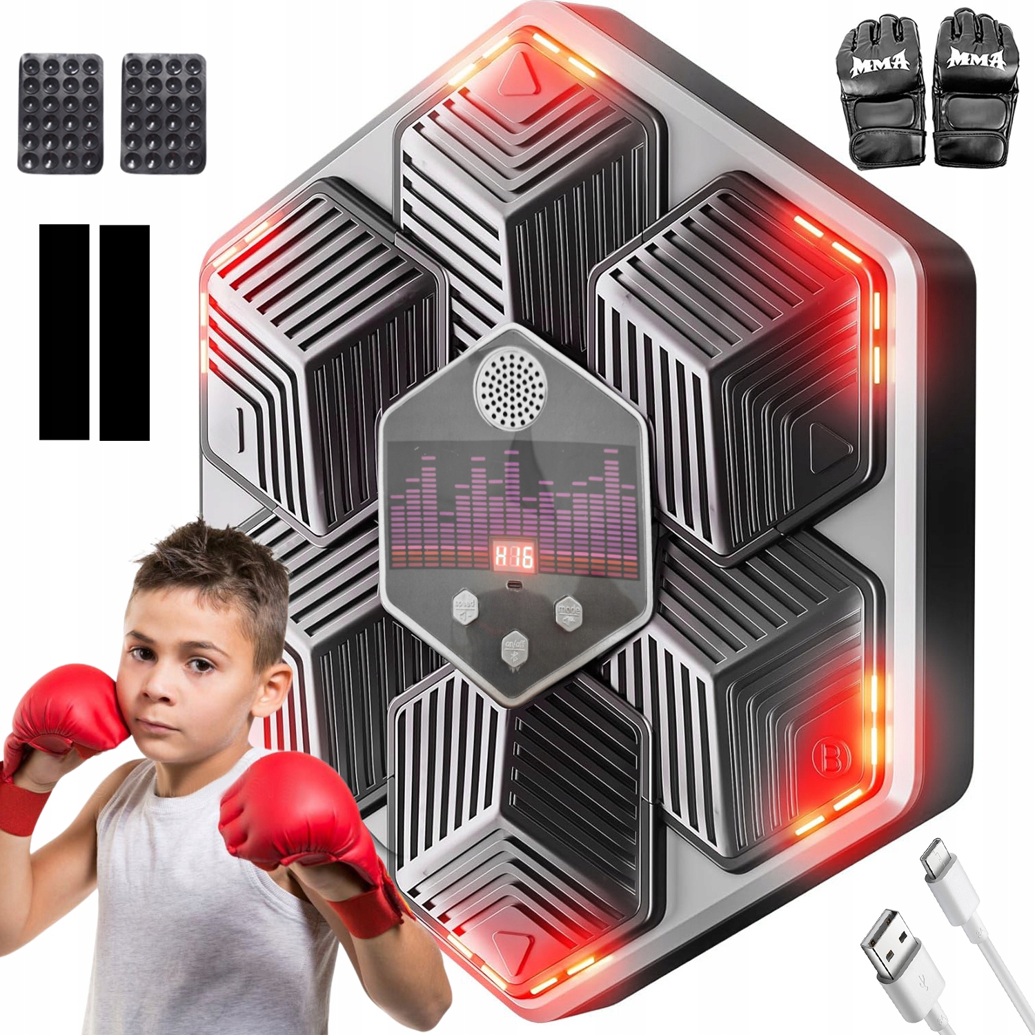 Music Boxing Machine Ściana Bokserska Muzyczna Tarcza Bluetooth Rękawice