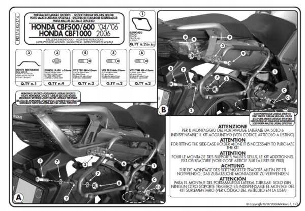 Rám Bočných Kufrov Monokey Side Honda Cbf 500 '04-'12 /600/1000