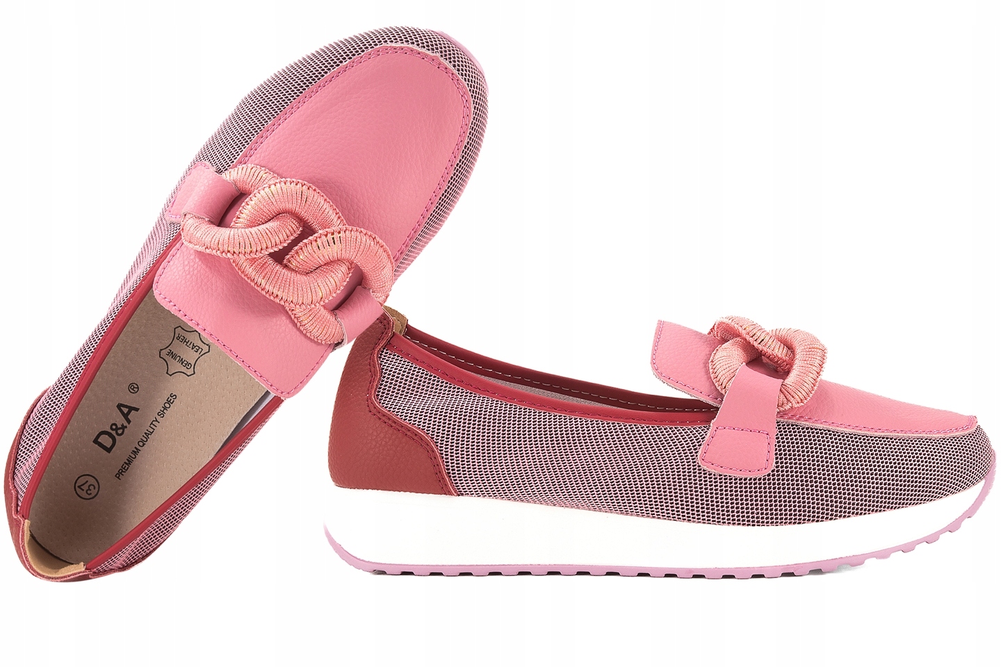 D&a S.barski LR51-966 Dámské Mokasíny Sportovní Polobotky Kůže 36 Růžová