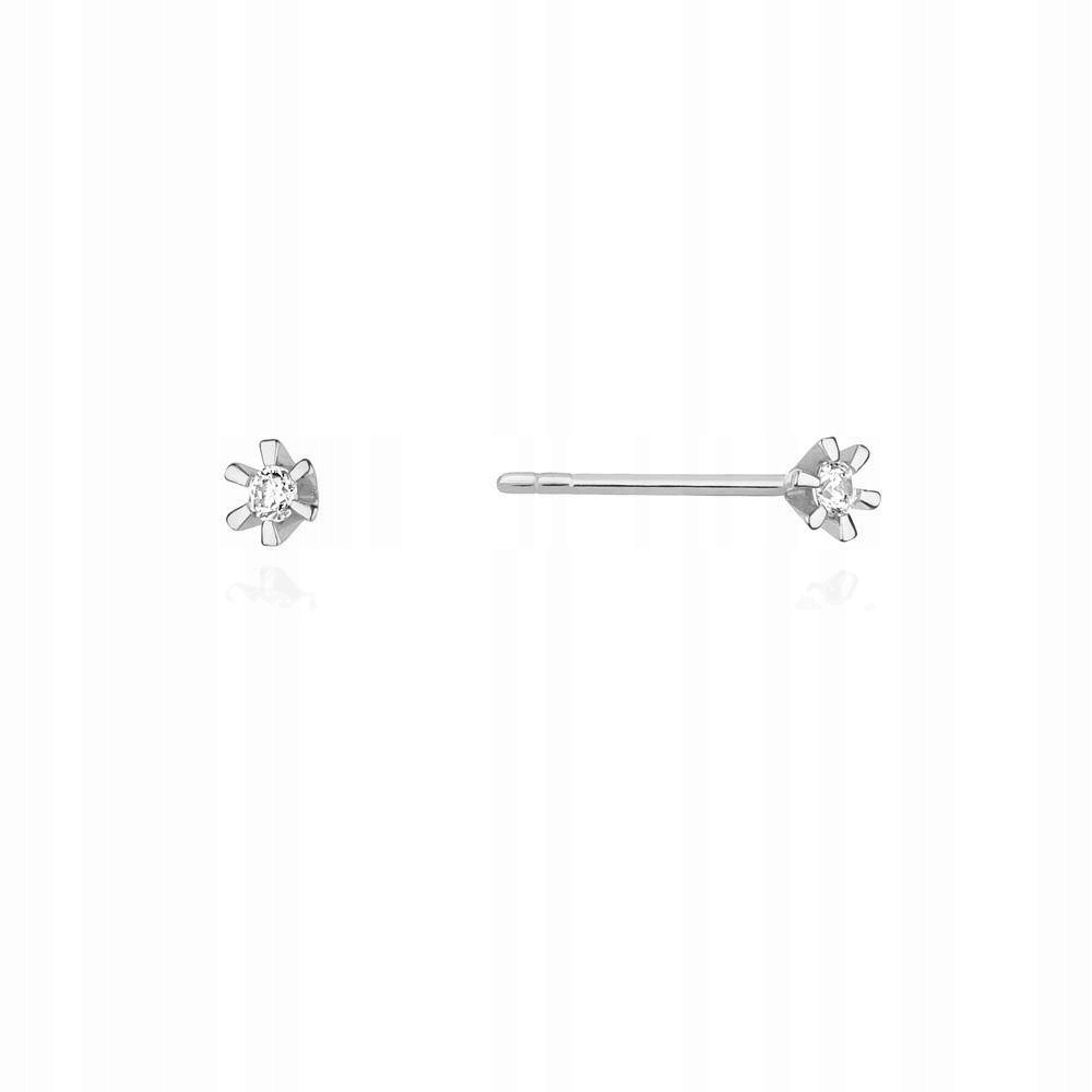 

Złote punktowe kolczyki 585 z diamentami 0,04 ct