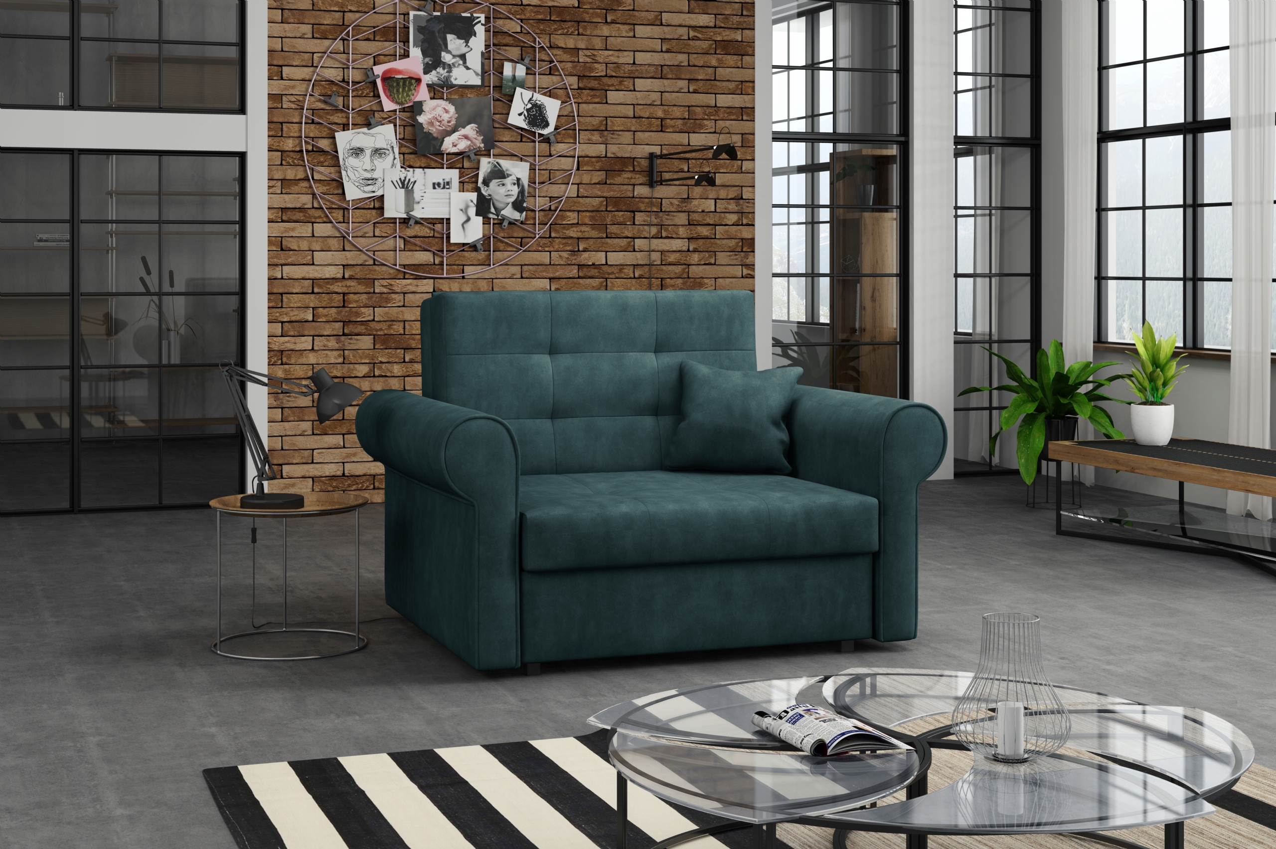 sofa VIVA I SILVER tapczanik rozkładany do przodu Szerokość produktu 116 cm