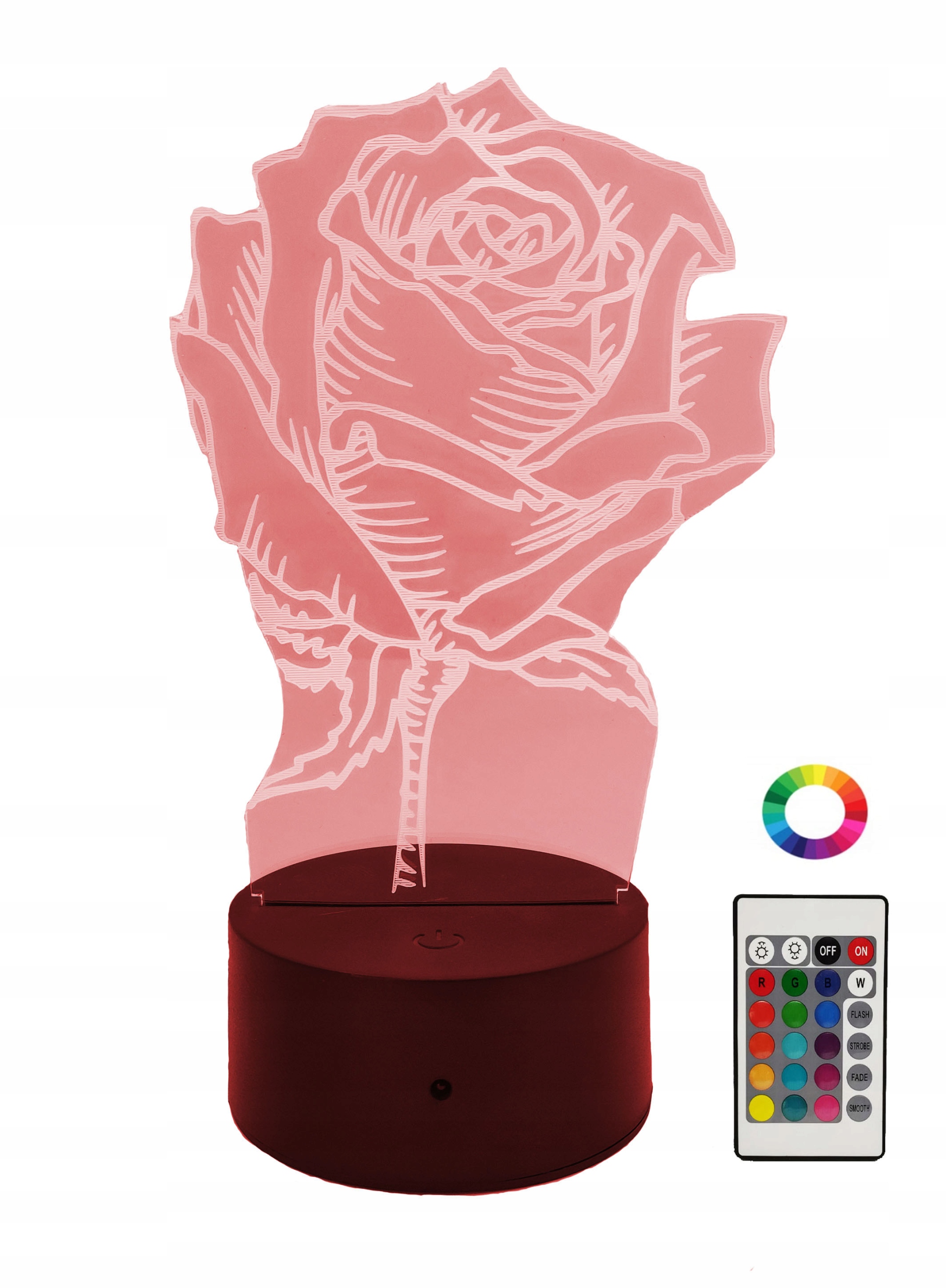 

Lampka Nocna Led 3D Rgb Wieczna Róża Pilot Usb