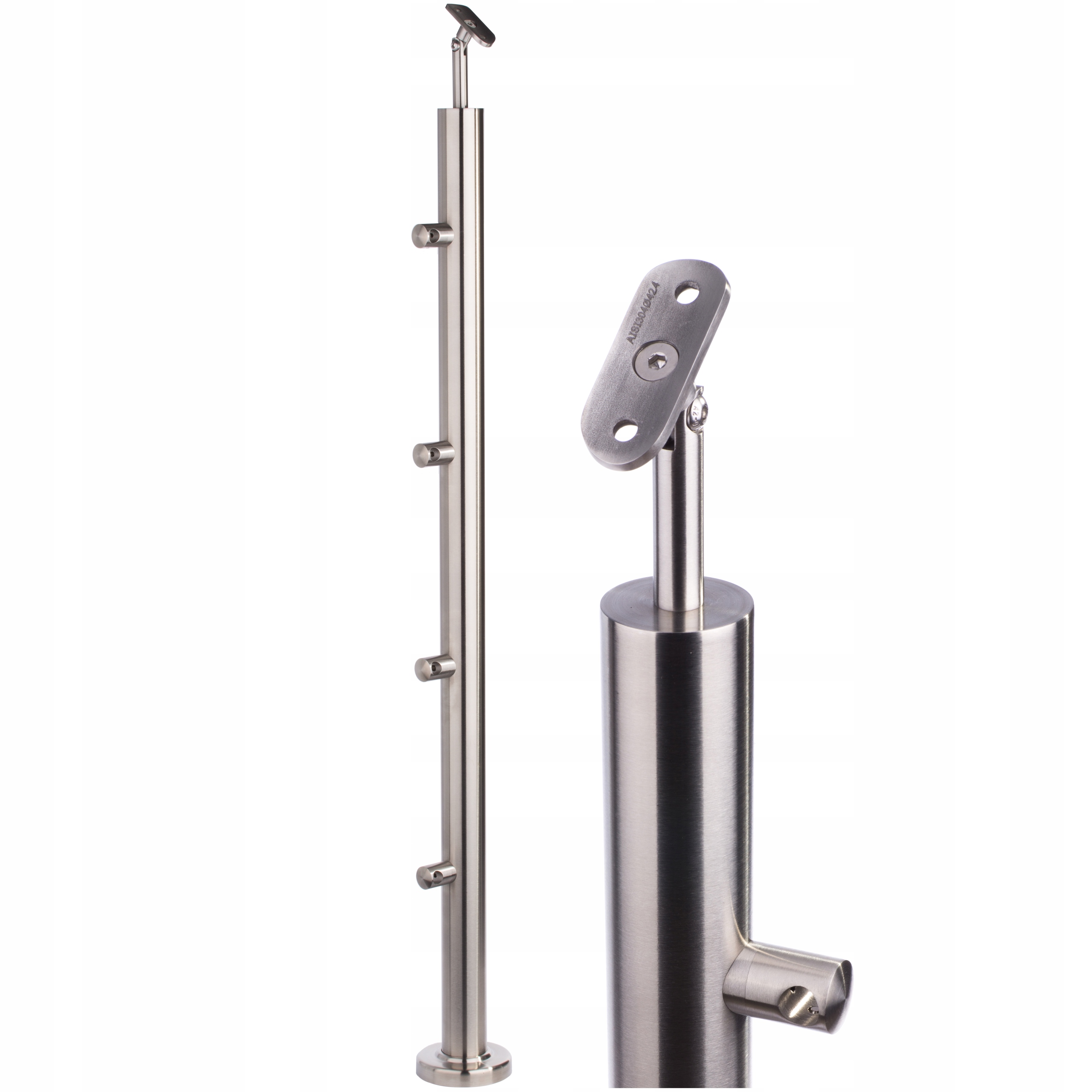 Sloupek Průchozí 100 cm, 4 Očka Zábradlí fi 42 Nerezová Ocel Satén