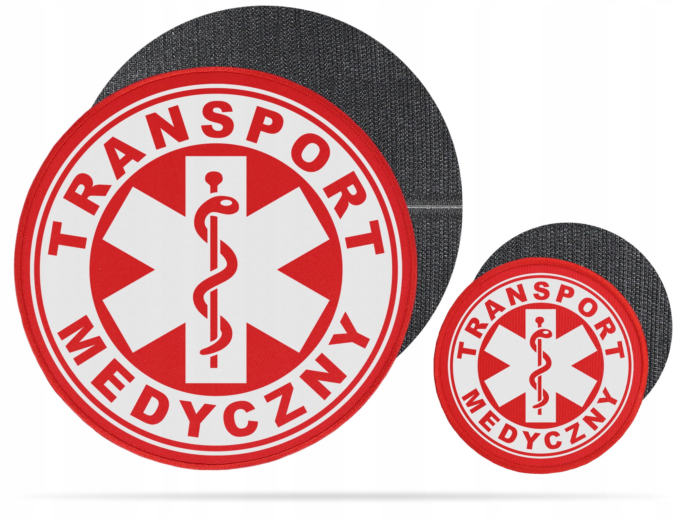 OKRĄGŁY KOMPLET EMBLEMATÓW TRANSPORT MEDYCZNY RZEP