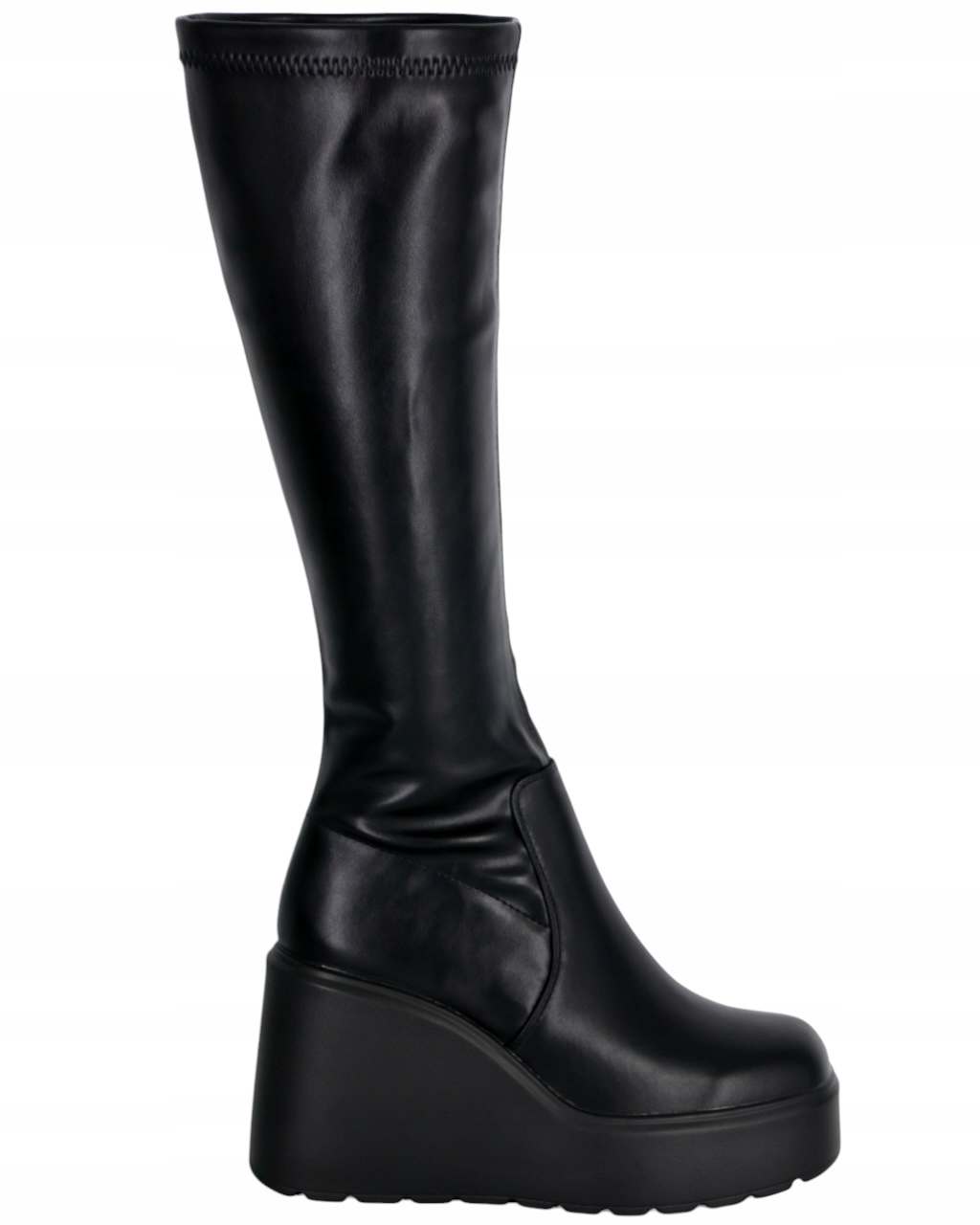 Extravagantní Kozačky Na Klínku 9 cm Platformy Boty Černé Dámské 39