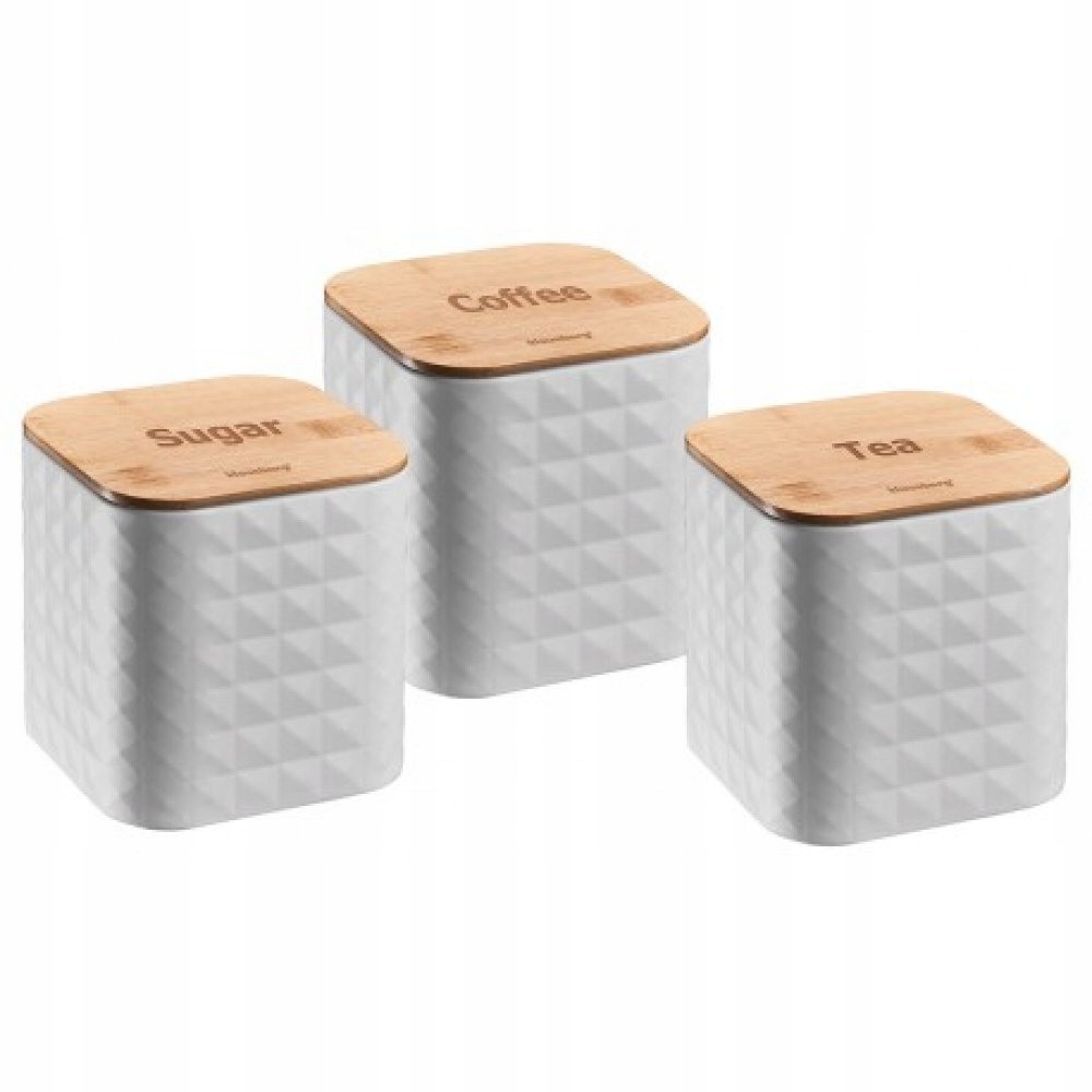 ZESTAW 3 POJEMNIKÓW KAWA HERBATA CUKIER BAMBUS