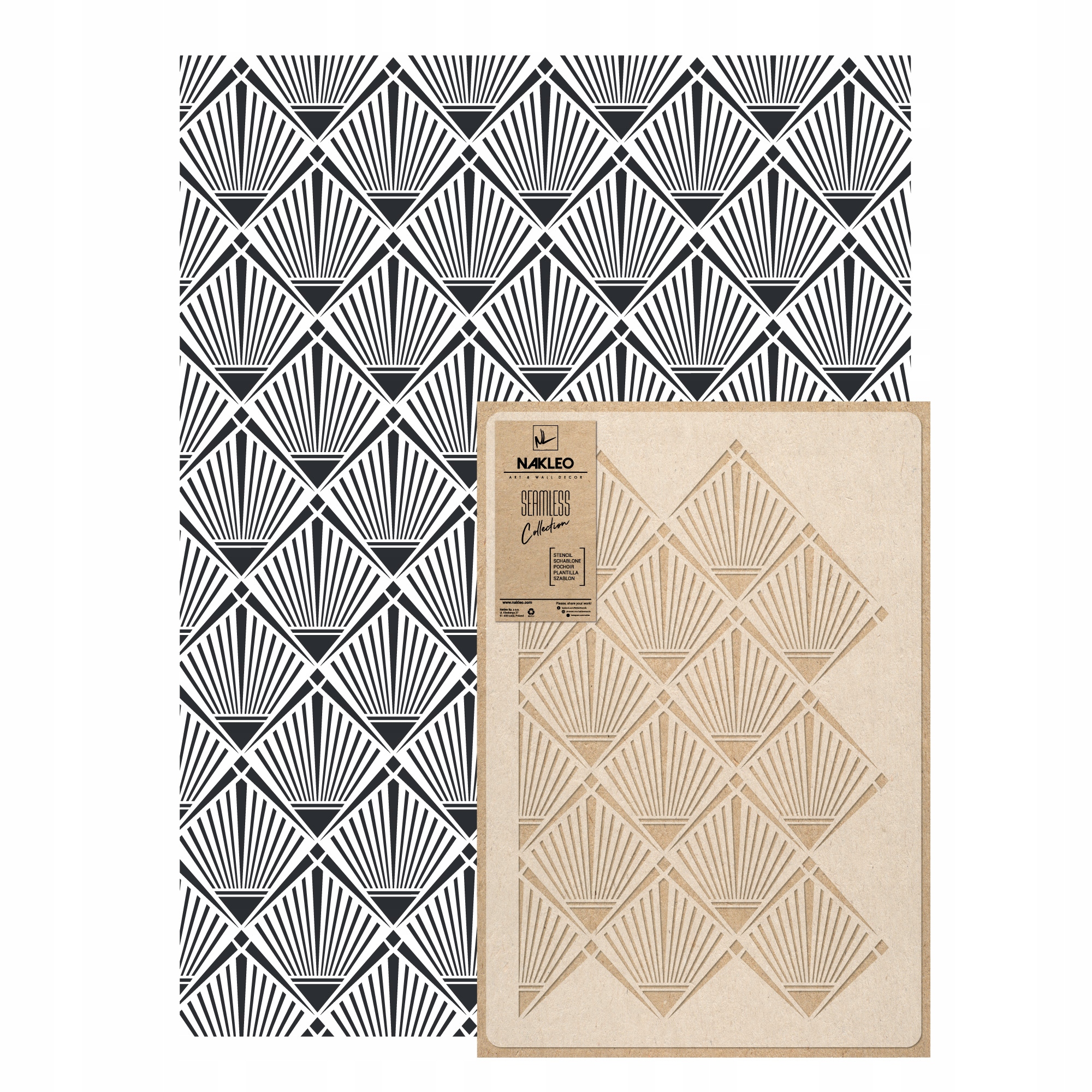 Opakovatelná malířská šablona Opakovaně Použitelný 59x95 cm Art Deco Palmy Tapeta