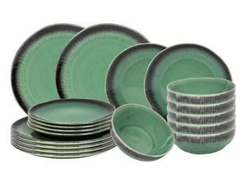 Ceramiczny serwis obiadowy MPLCo Fire Green 18 szt.