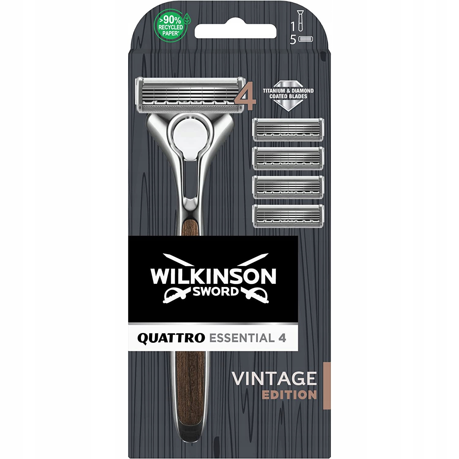 Zestaw do Golenia WILKINSON Quattro Essential 4 Vintage 5x Wkłady + Rączka
