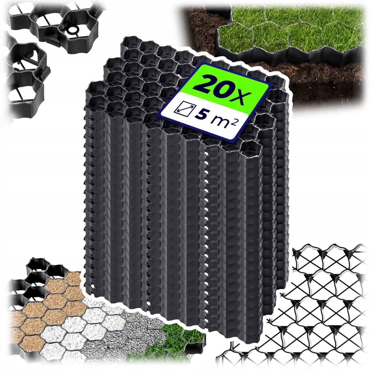 Geokrata Parkovacia Mriežka Travniková 60x40x4 cm 20ks Záhradná 590 TON/m2