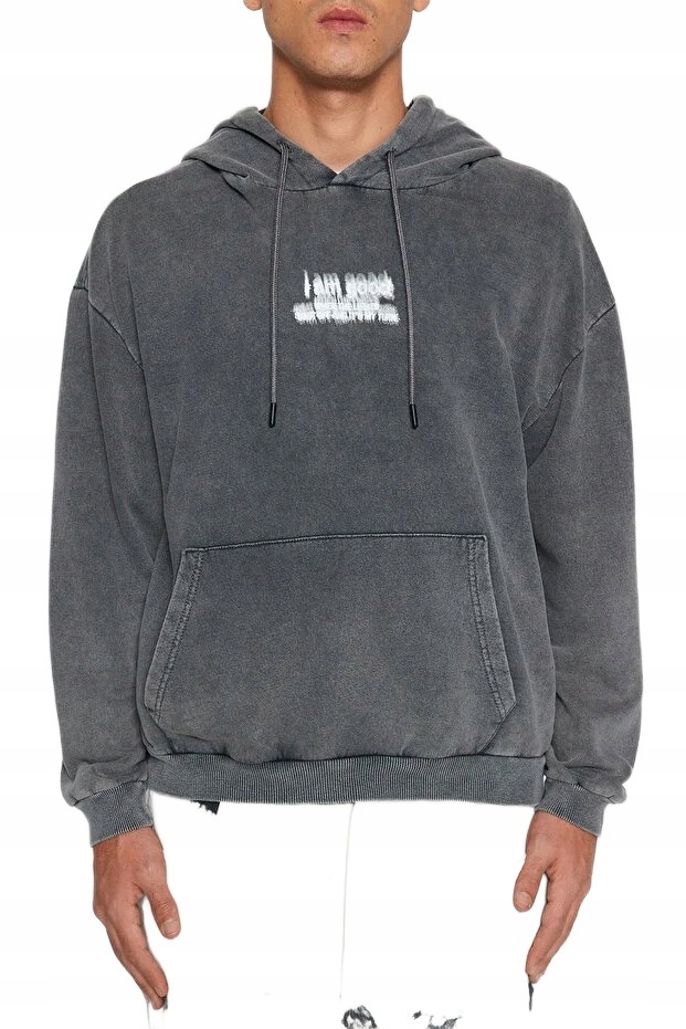 Trendyol Man Pánská Mikina S Kapucí Melírovaná S Potiskem Na Zádech 5DA*