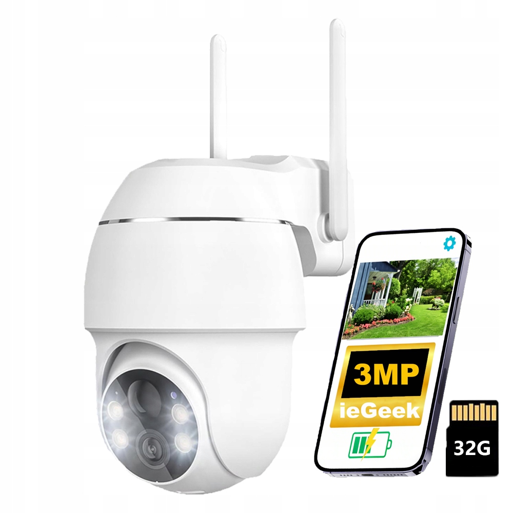 Otočná Kamera 2K Vnitřní Wifi Detekce Alarmu Venkovní Kamera S 32 Gb