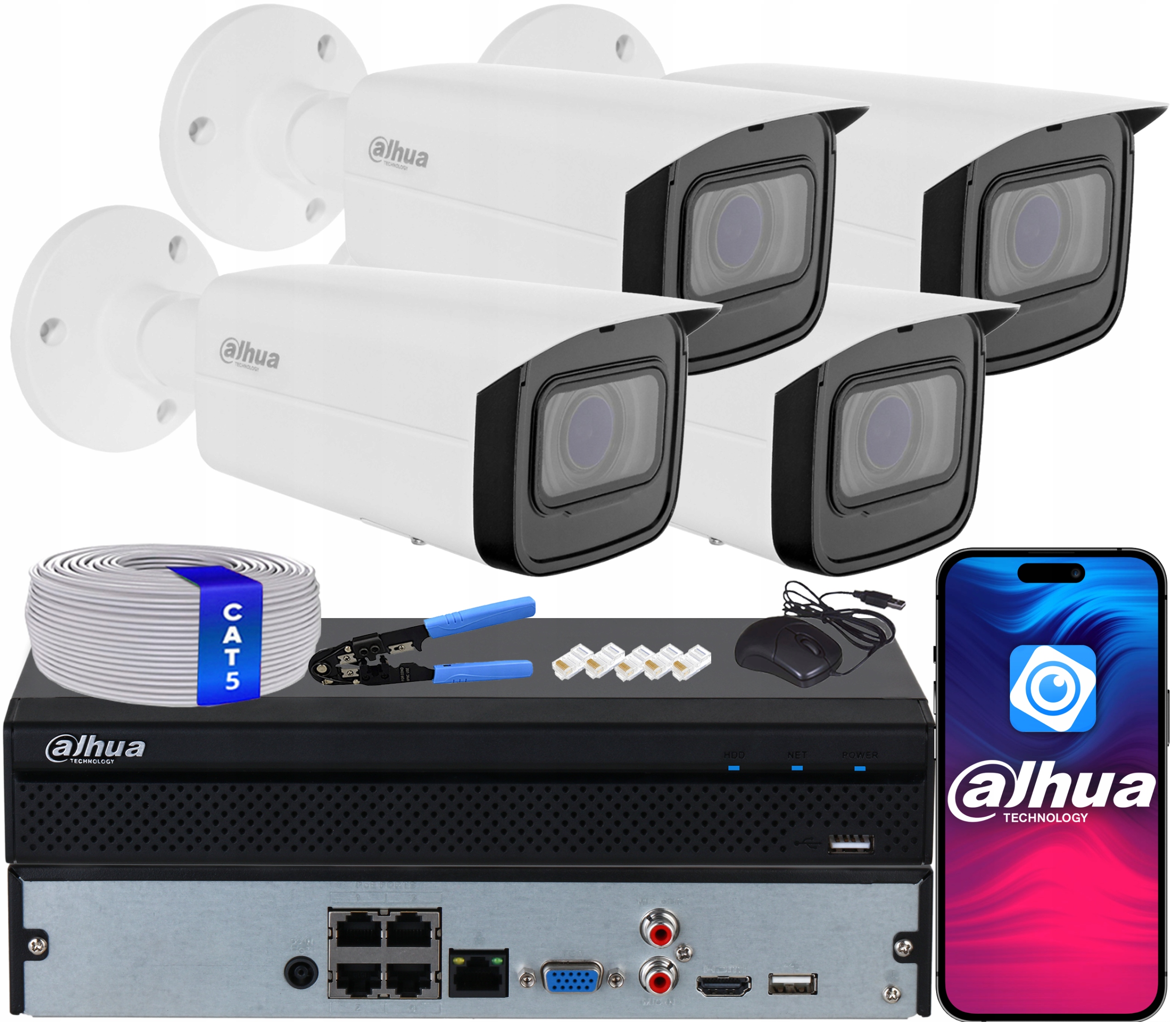 Sada pro monitorování 4x Ip kamera Dahua IPC-HFW1431T-ZS-2812-S4 4Mpx