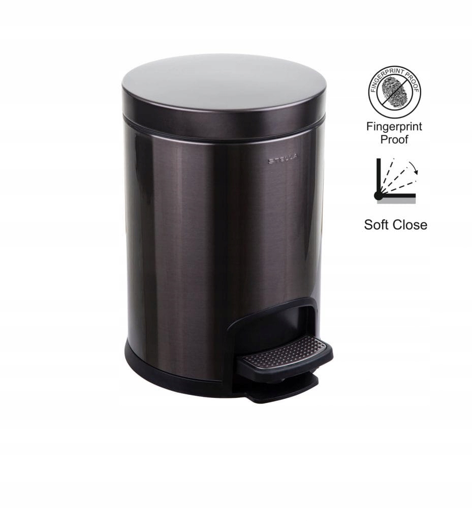 Stella Pedálový koš Premium, kulatý, 5L grafit, metalická barva 20.20105-B