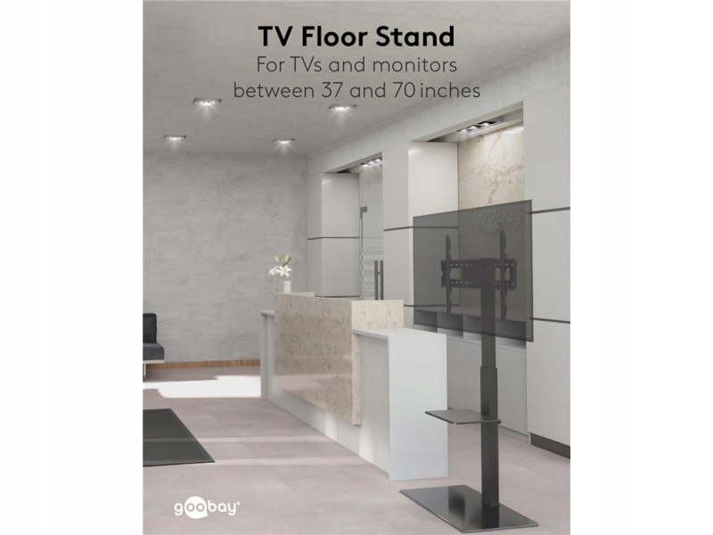 Stojak obrotowy wolnostojący pod telewizor 37-70" do 40kg z półką Goobay Model BASIC FLOOR L
