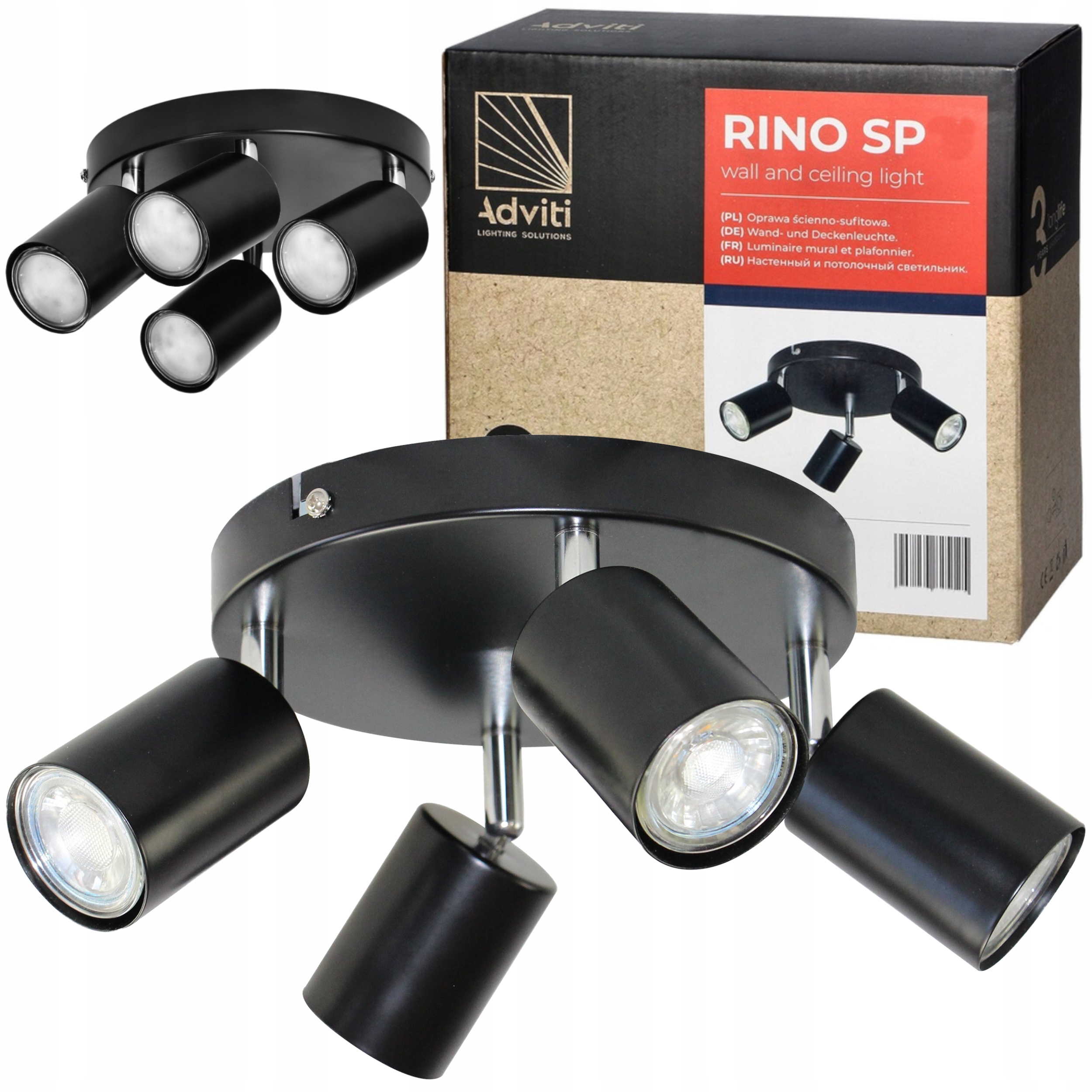 

Lampa Sufitowa Oprawa Halogenowa Okrągła 4x GU10