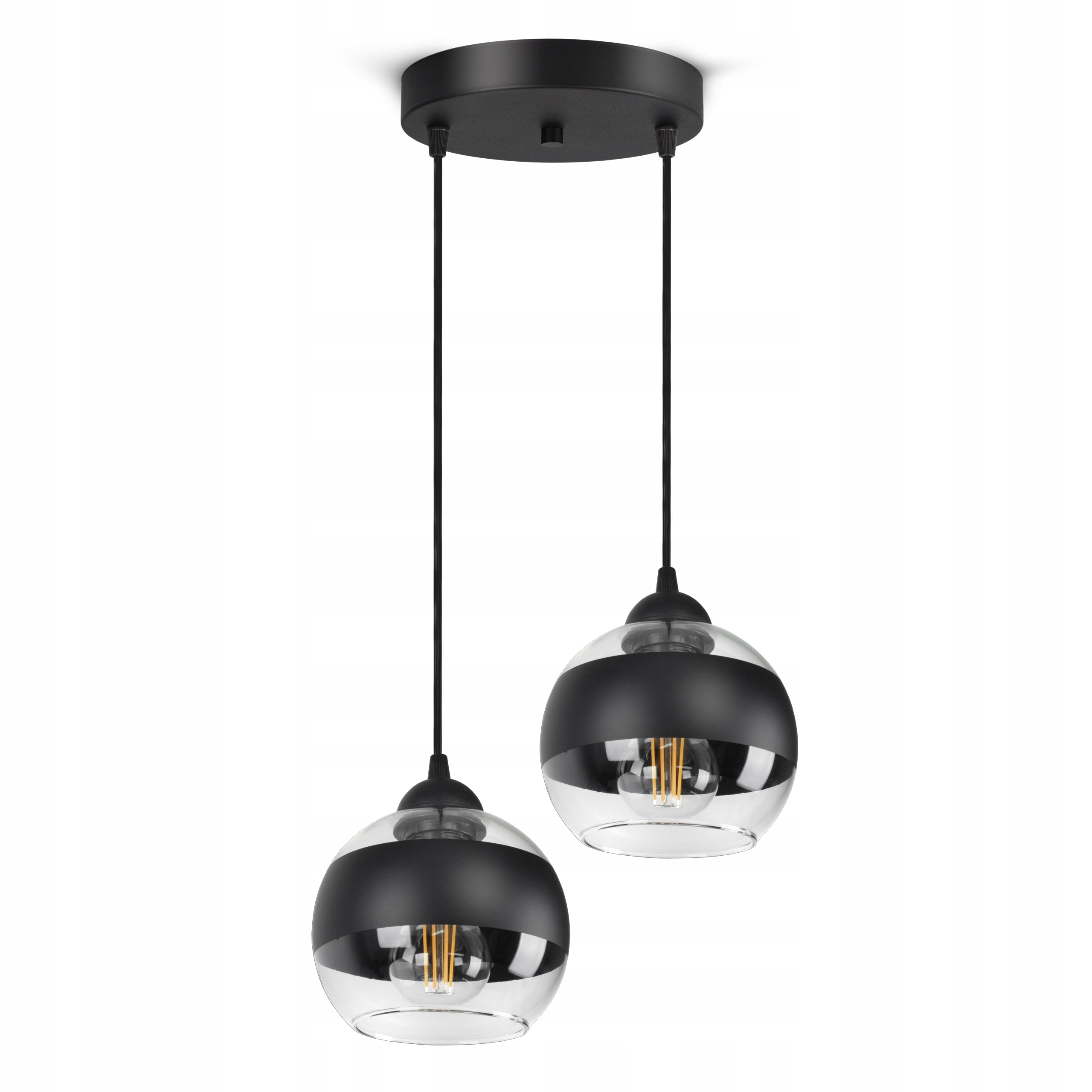 Lampa Wisząca Sufitowa Żyrandol Czarna Szklane Kule Black Belt EZ2 Led E27