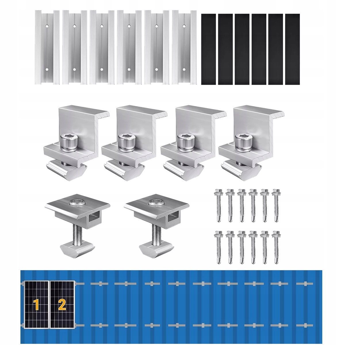 Zestaw montażowy Pv do dachu na 2 panele Fotowoltaika