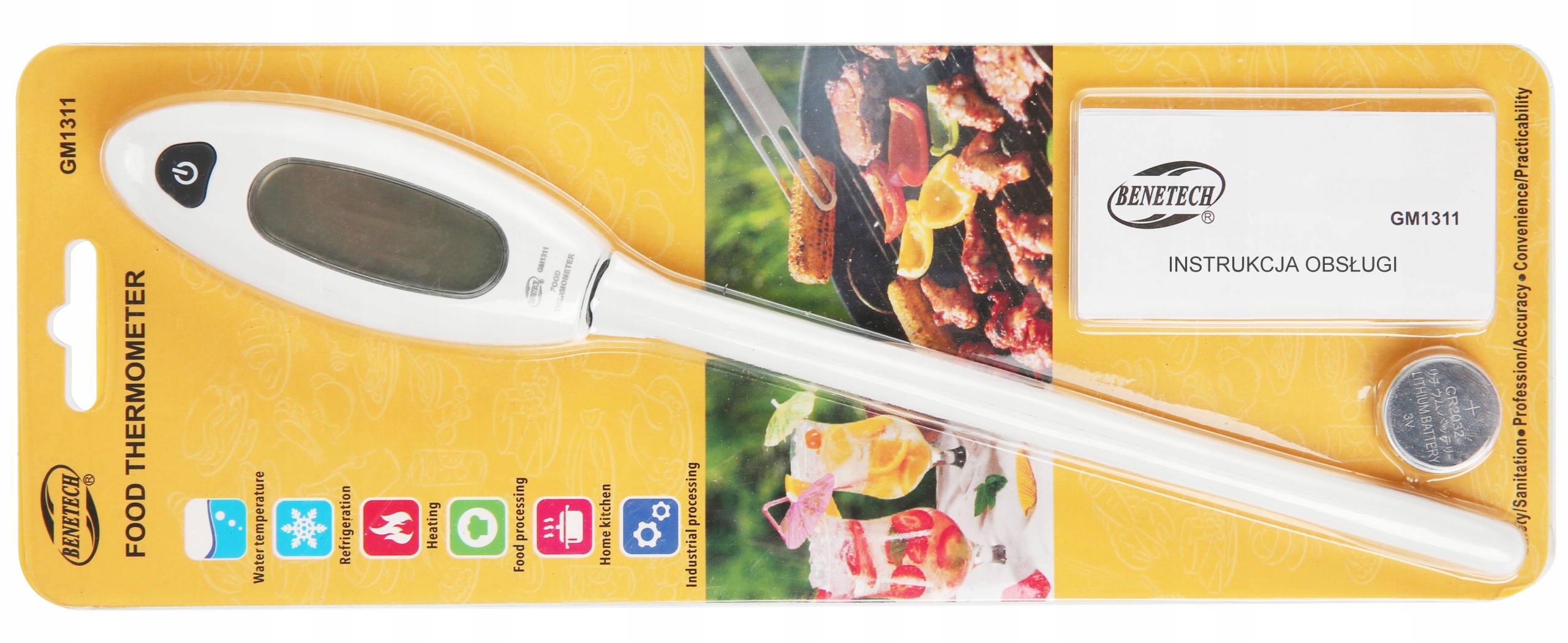 TERMOMETR KUCHENNY CYFROWY DO ŻYWNOŚCI GOTOWANIA Z SONDĄ -50°C +300°C LCD Kod producenta GM1311